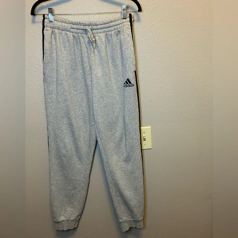 adidas Essentials Men's French Terry Tapered-Cuff 3-Stripes Jogger Pants GK8824